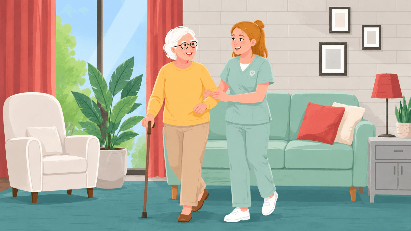 Axzons Homecare caregiver supporting healthy aging and mobility at home